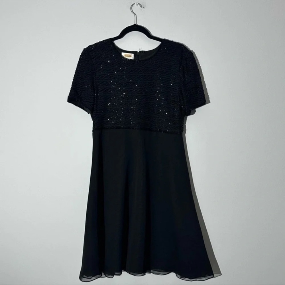 Talbots Elegant Black Sequin Dress Size 8